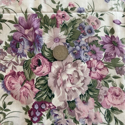 "De colección Floral Rosa Tela Casa Shabby Chic Lavanda Rosa Crema 2 1/4 Yardas X 44""" Foto 1 de 4