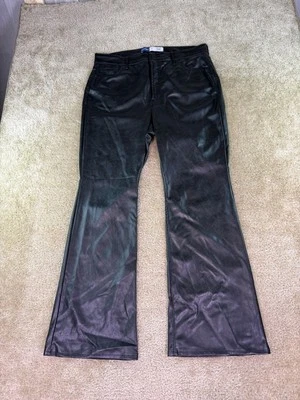 Pantalones de imitación de cuero negros acampanados de tiro alto Old Navy para mujer talla 16 D326 Foto 1 de 4