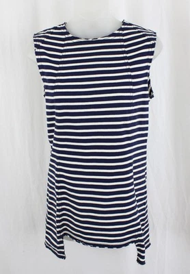 Derek Lam 女式海军蓝白色条纹印花棉质全后拉链上衣 S — 第 1/3 张图片