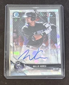 Willie Abreu 2018 Bowman Chrome 1st Bowman Atomic Refractor Auto #30/100 Rockies - Picture 1 of 2