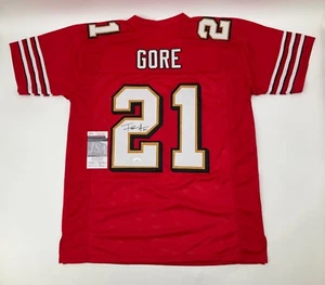 FRANK GORE SAN FRANCISCO 49ERS SIGNED CUSTOM RED JERSEY JSA WITNESS COA - Picture 1 of 3
