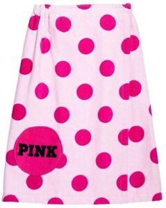 Victoria's Secret PINK Towel Wrap Fuchsia Light Pink Polka Dots 