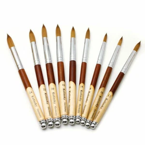 Kolinsky Sable Acrylic NailArt Brush Crimped Wood Handle Manicure Tool Pen 8-24ɞ - Picture 1 of 22
