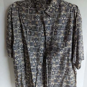 Vintage 90's Summa Silk men's shirt abstract print marked L - Picture 1 of 4