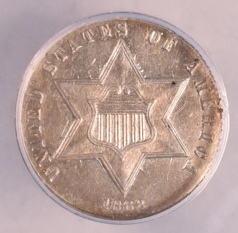 1862 Three Cent Silver - ANACS AU58 - Clashed Dies Cover