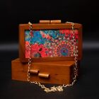 Wooden Clutches with Printed Fabric-Clutch-Bags-Wooden-Modern-Sling Chain
