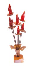 Bijan RED RESIN Metal Sculpture vintage 1960's flower sculpture jere era