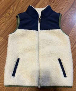 Carter’s 5T Cream + Navy Sherpa Fleece Vest - Picture 1 of 4