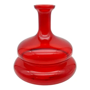 Jonathan Adler Happy Chic Art Glass Bottle Vase, 6.5" Red MCM Retro Mod Decanter - Picture 1 of 6