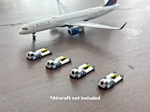 1:400 Modell Flughafen Zubehör - 4 Stück "Anhängerkupplung" Super Schlepper Set (weiß) - Bild 1 von 13