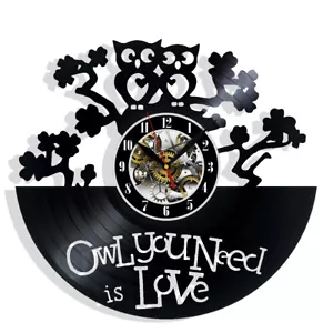 Owl Vinyl Wall Clock Gift Christmas Birthday Holiday Art Home Room Decor Design - Picture 1 of 5