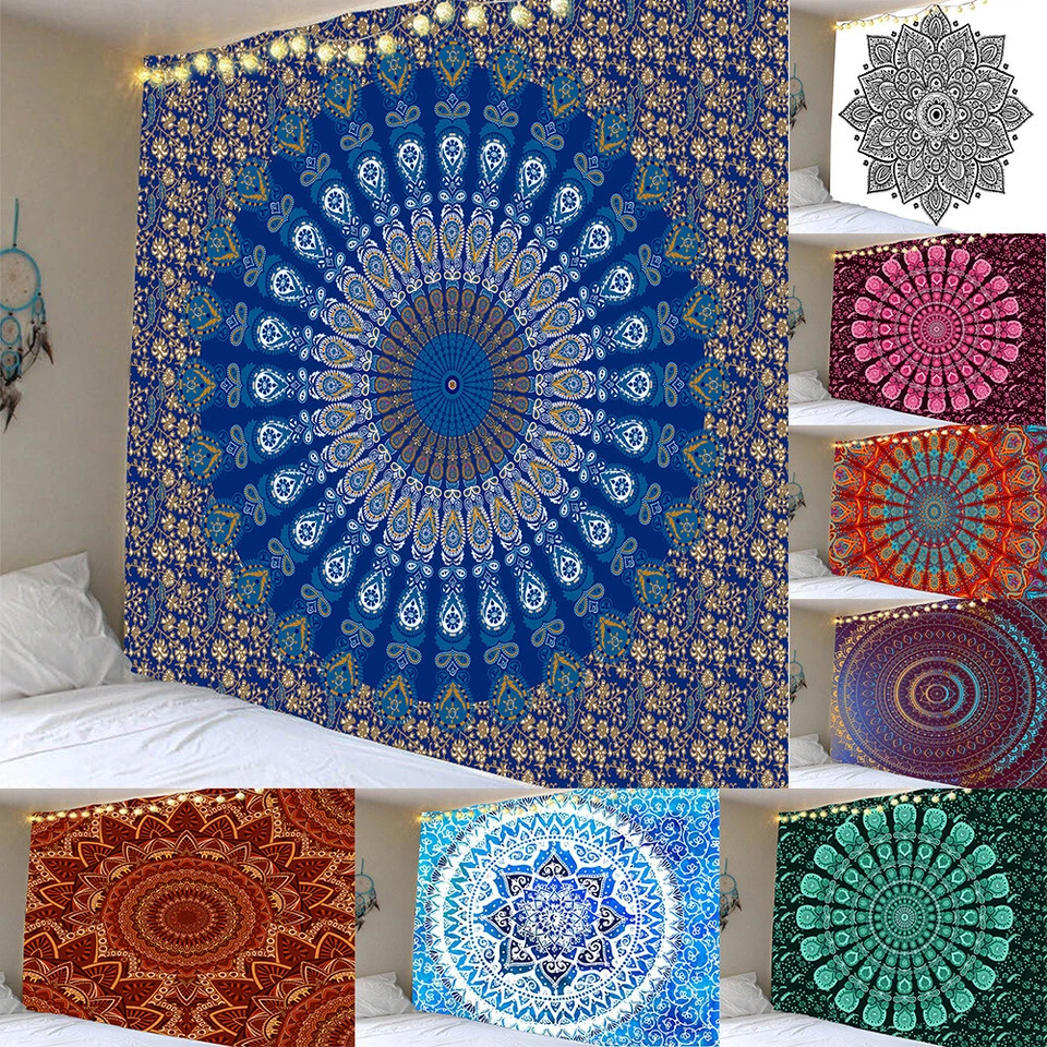 Tapeçaria mandala arte impressão casa parede pendurada toalha de praia cobertor cama fundo - Imagem 1 de 4