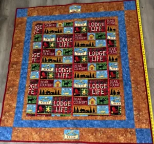 Lodge Life Quilt Throw Rustic 48”x53” - Picture 1 of 4