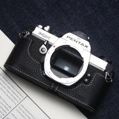 For Pentax MX Case Film Camera Real Genuine Leather Half Camera Case Bag Black - Image 1 of 4