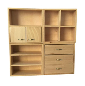 Dollhouse Burlywood Wooden Combination Cabinet Set 1:12 Miniature Furniture - Picture 1 of 3