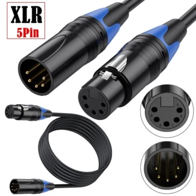 DMX512 XLR 5 Pin Male to XLR 5pin Female Interfaces DMX512 Cable Extension Line - Image 1 of 4