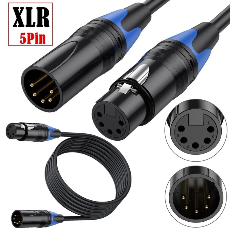 DMX512 XLR 5 Pin Male to XLR 5pin Female Interfaces DMX512 Cable Extension Line - Image 1 of 4