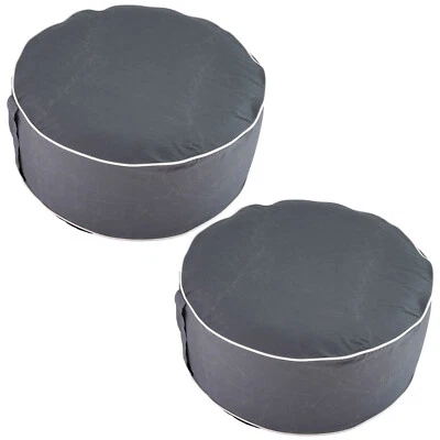 2er Set Aufblasbarer Pouf Sitzhocker 54 x 26 cm Outdoor Sitzsack Sitzpouf Grau - Bild 1 von 2
