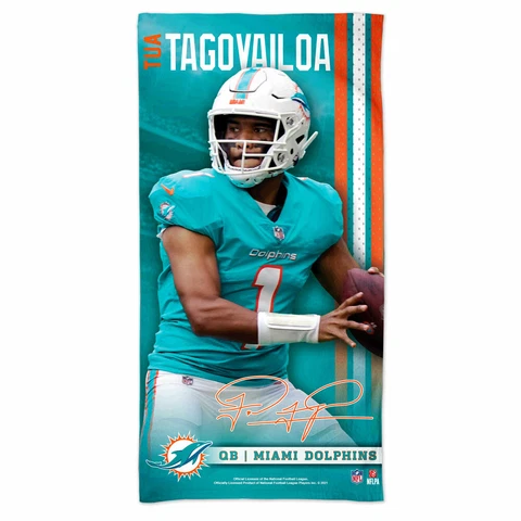 TUA TAGOVAILOA MIAMI DOLPHINS SPECTRA BEACH TOWEL 30"X60" COTTON PLUSH NFL Cover