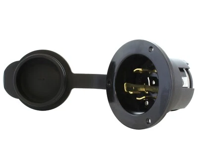 30A 125/250V NEMA L14-30P 4-Prong Locking Flanged Power Input Inlet With Cover - Image 1 of 4