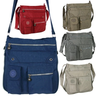 Große Damen Umhängetasche Sehr leichte Schultertasche aus Nylon - viele Fächer - Bild 1 von 4