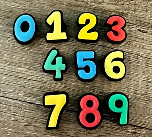 10pc Colorful Number Shoe Charms for Crocs or Shoe Laces - Picture 1 of 1