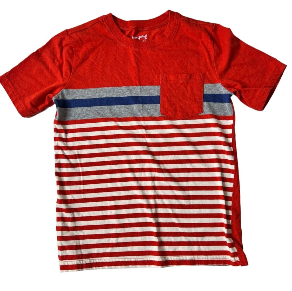 Camiseta a rayas Jumping Beans roja activa roja/blanca/azul para niños 10 Foto 1 de 2