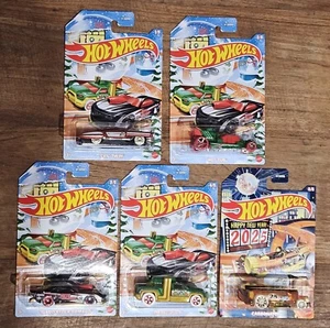 Hot Wheels 2024 Set Vacaciones Navidad 2025 Feliz Año Nuevo Juego Completo de 5.  - Imagen 1 de 8