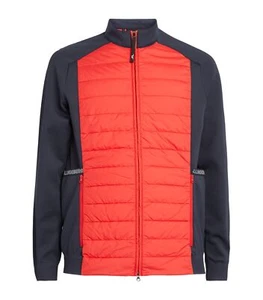 J. Lindeberg Men's Kenny Hybrid Full Zip Stretch Golf Jacket in Large Red/Navy - Picture 1 of 6