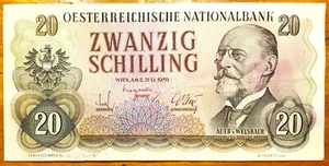 1956 Austria Österreich 20 Schilling About Uncirculated AU 55 Crisp P# 136a - Picture 1 of 2