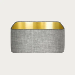 Pantalla de lámpara gris texturizado tejido cepillado oro redondeado tono de luz rectangular - Imagen 1 de 3