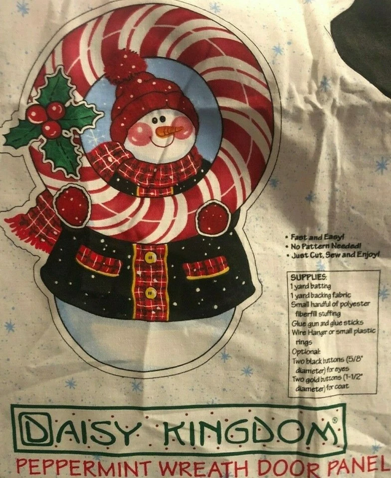Daisy Kingdom Fabric Peppermint Wreath Door Panel 1673 Snowman Christmas Holiday