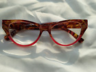 NEW +1.50 Red Tortoise Betsey Johnson Cat Eye Reading Glasses Readers