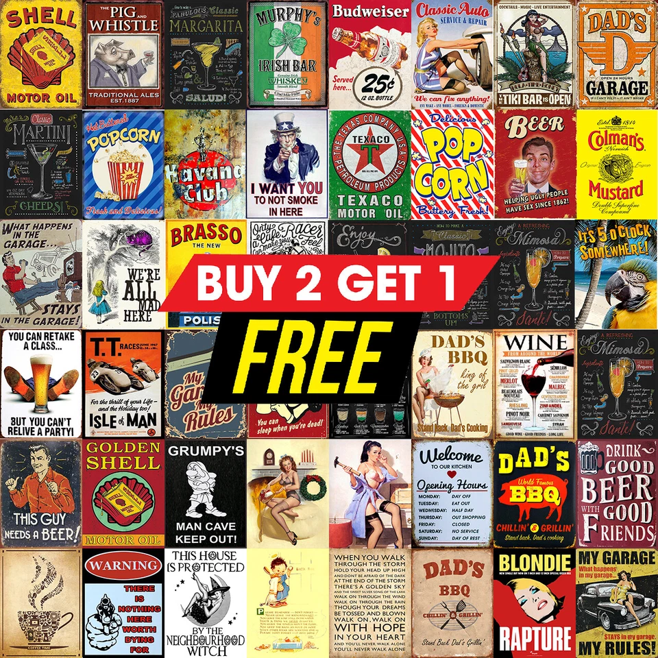 Metal tin Sign Plaque Pub Bar Vintage Retro Wall Decor Poster Home Club. 2 Sizes - Image 1 of 1