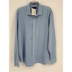 Camisa North Country Para Hombres Talla XXL Lino Cotyón Manga Larga Con Botones Azul Informal - Imagen 1 de 12