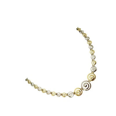 Collana a spirale in argento placcato oro, collana a spirale con chiave greca... - Immagine 1 di 4