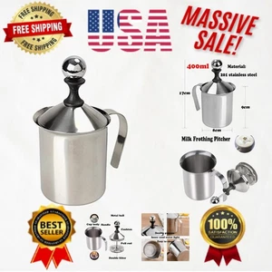 Espumador de leche manual de acero inoxidable para café y lattes ricos y espumosos (14 oz) - Imagen 1 de 10