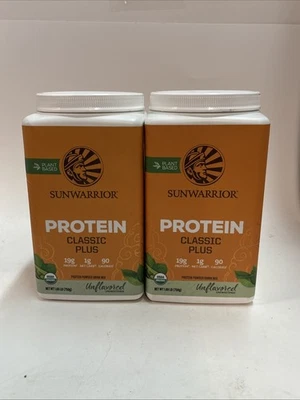 X2 Sunwarrior Protein Classic Plus Plant Based, Unflavored 1.65 lb Exp 10/26 - Image 1 of 4