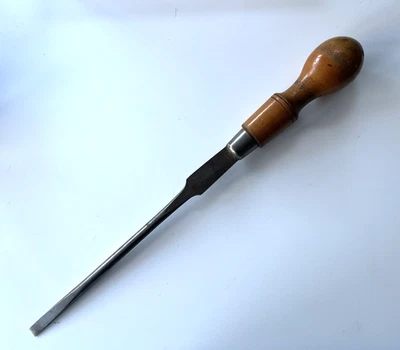 Vintage Large Flat Headed Screwdriver Burnard & Co Birmingham Wooden Handle 46cm - Image 1 of 4