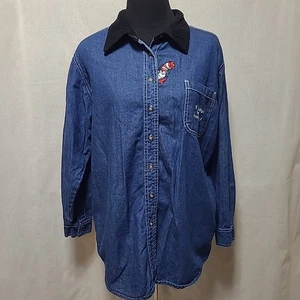 Vintage 90s Dr Seuss Womens Button Down Size 14/16 Long Sleeve Chambray Teacher - Picture 1 of 14