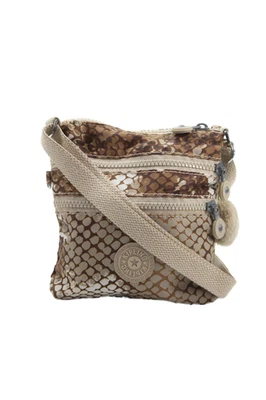 Bolso de hombro bandolera Kipling para mujer con estampado de piel de serpiente marrón beige Foto 1 de 4