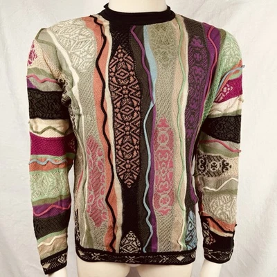 Authe COOGI Rare Vintage Sz M Multicolor 3D Chunky Sweater made in Australia - Image 1 of 4
