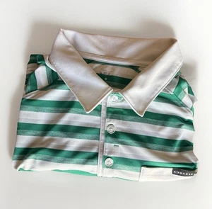 Oakley Large Green White Striped Golf Polo Shirt LG  - Picture 1 of 6