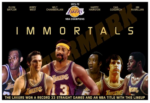 THE 1972 IMMORTAL LOS ANGELES LAKERS 19”x13” COMMEMORATIVE POSTER Cover