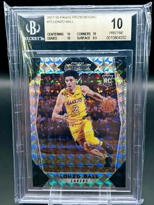 2017 Panini Prizm Mosaic #73 Lonzo Ball Rookie RC BGS 10 Pristine - Image 1 of 2