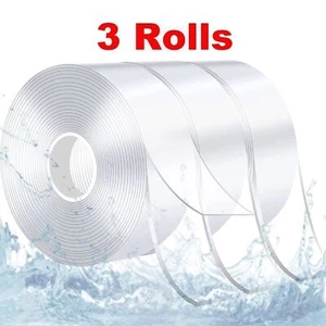 3 Rolls Double Sided Removable Mounting Tape Heavy Duty Adhesive Gel 3*9.85FT - Picture 1 of 7