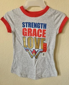 Wonder Woman Strength Grace Love Sparkle Short Sleeve T Shirt Top Size S 6/6X - Picture 1 of 3