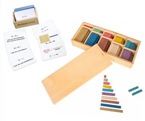 Montessori-Material Zahlenraum bis 100 inkl. Rechenstäbchen u. 100 Aufgabenkarte - Bild 1 von 10