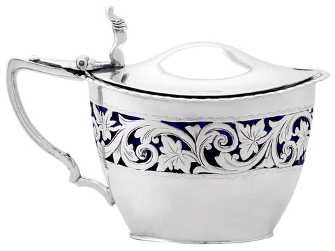 Sterling Silver Mustard Pot - Antique Victorian Cover