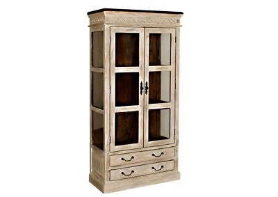 shabby chic Landhausstil Vitrine weiß Vitrinenschrank Wohnzimmerschrank Schrank - Bild 1 von 4